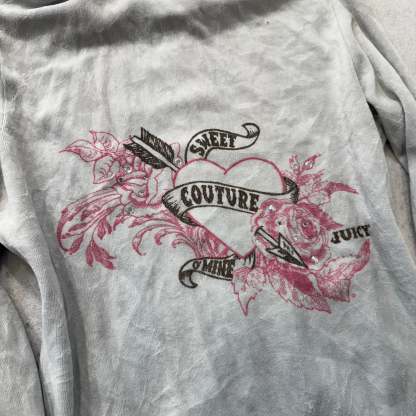 2003 Vintage Juicy Couture Sweet Coutute O’mine Womens Gray Velour Hoodie Size S-Coordom