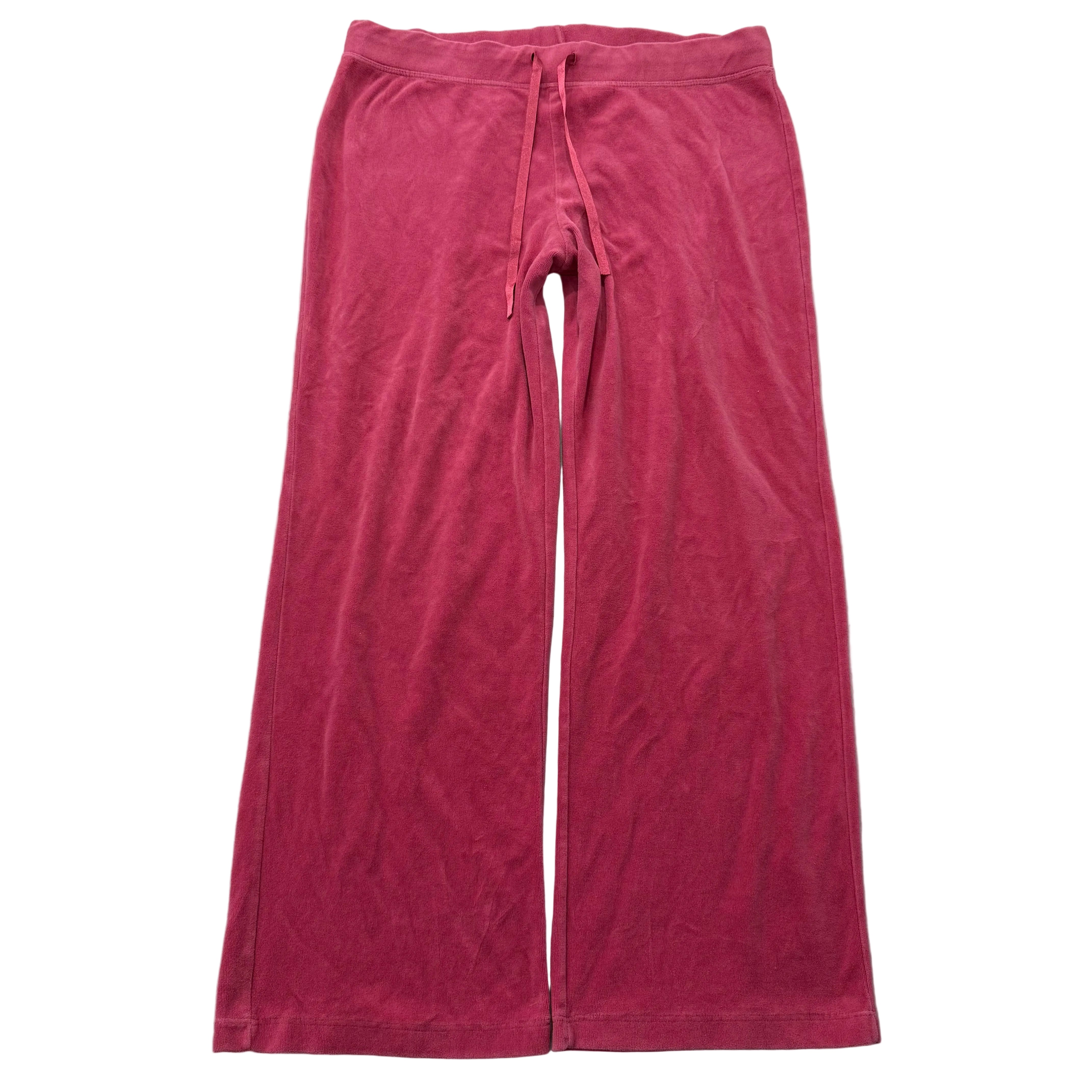 Vintage Juicy Couture Women's Rose Pink Velour Flared Wide Leg Track Pant Size L-Coordom