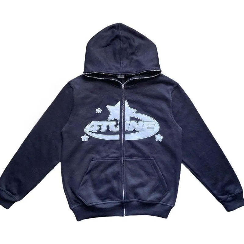 Star Hoodie Retro Zip Up-Coordom