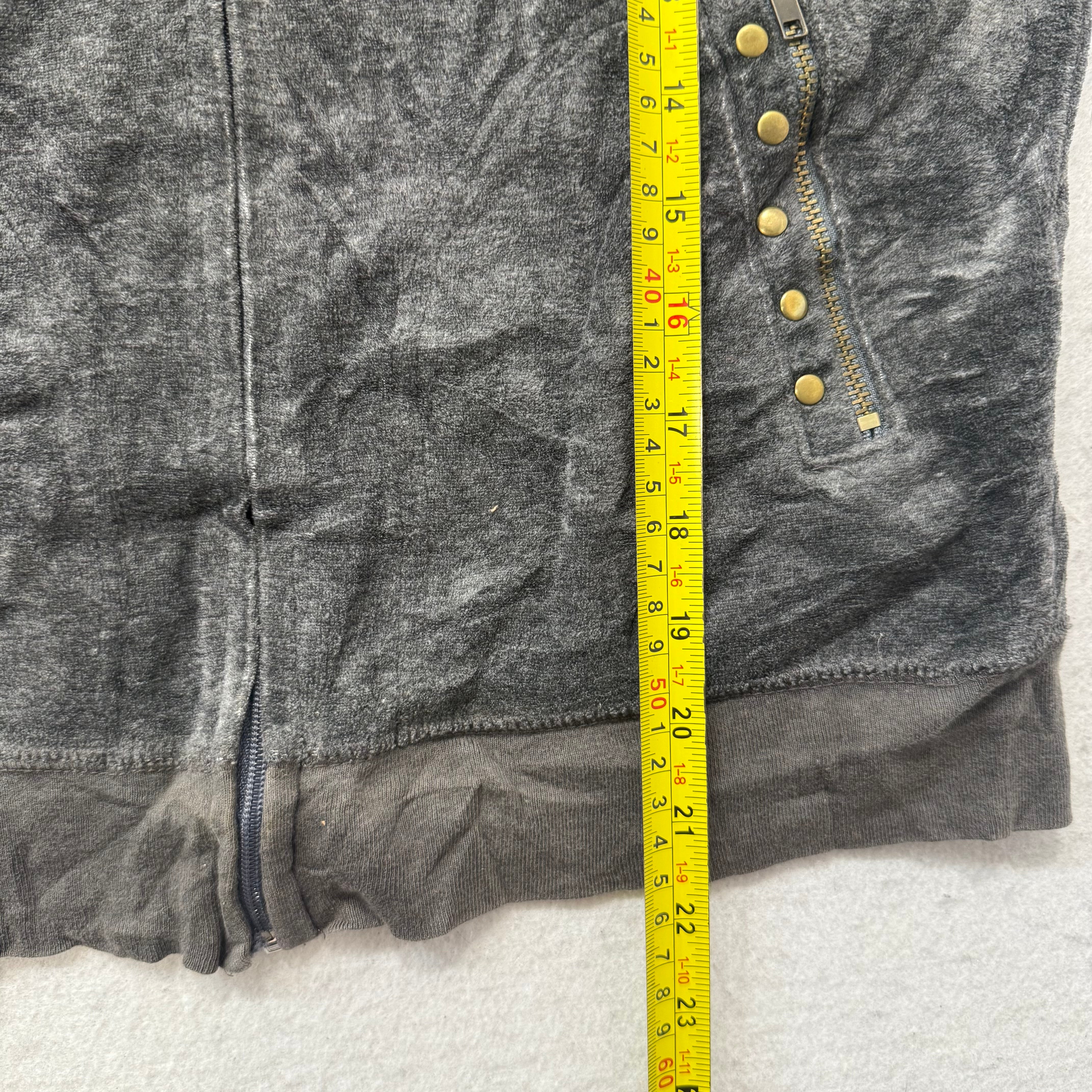 Juicy Couture Women's Dark Charcoal Zip Up Hoodie Studded Pocket Graphic Size XL-Coordom