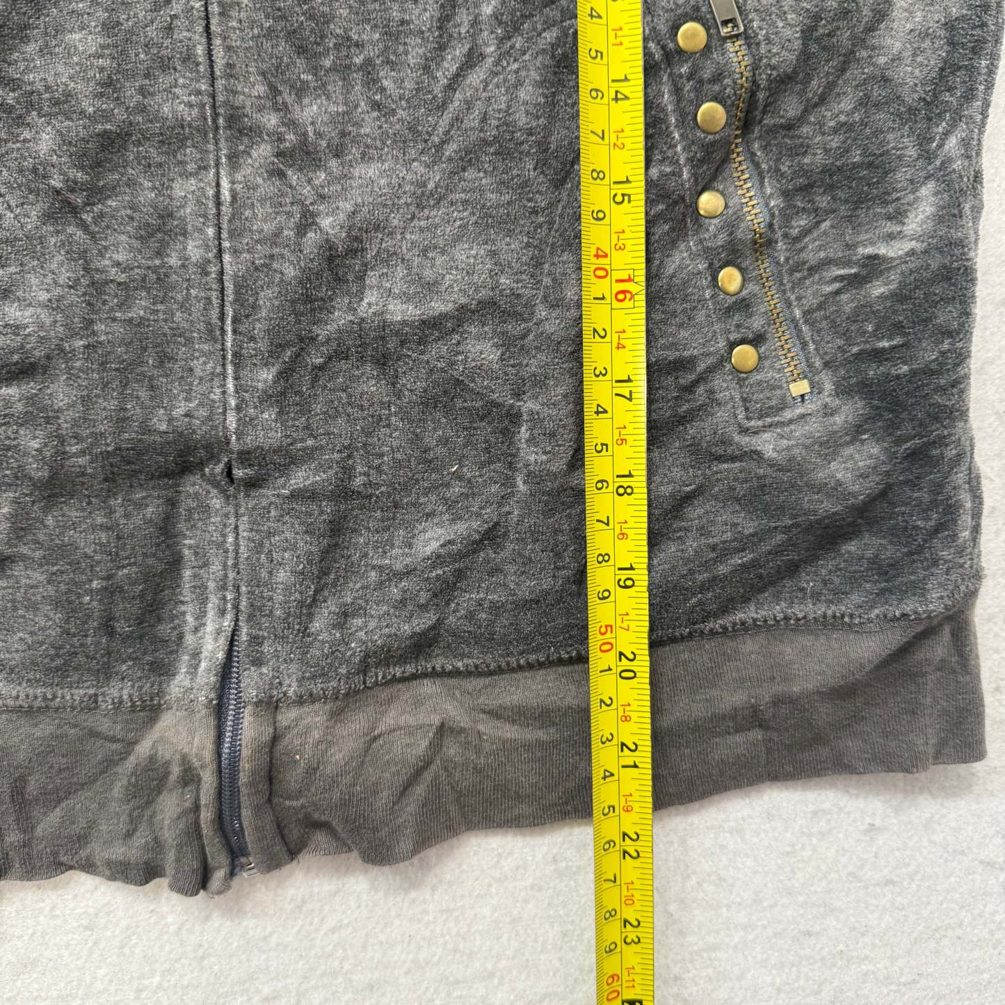 Juicy Couture Women's Dark Charcoal Zip Up Hoodie Studded Pocket Graphic Size XL-Coordom