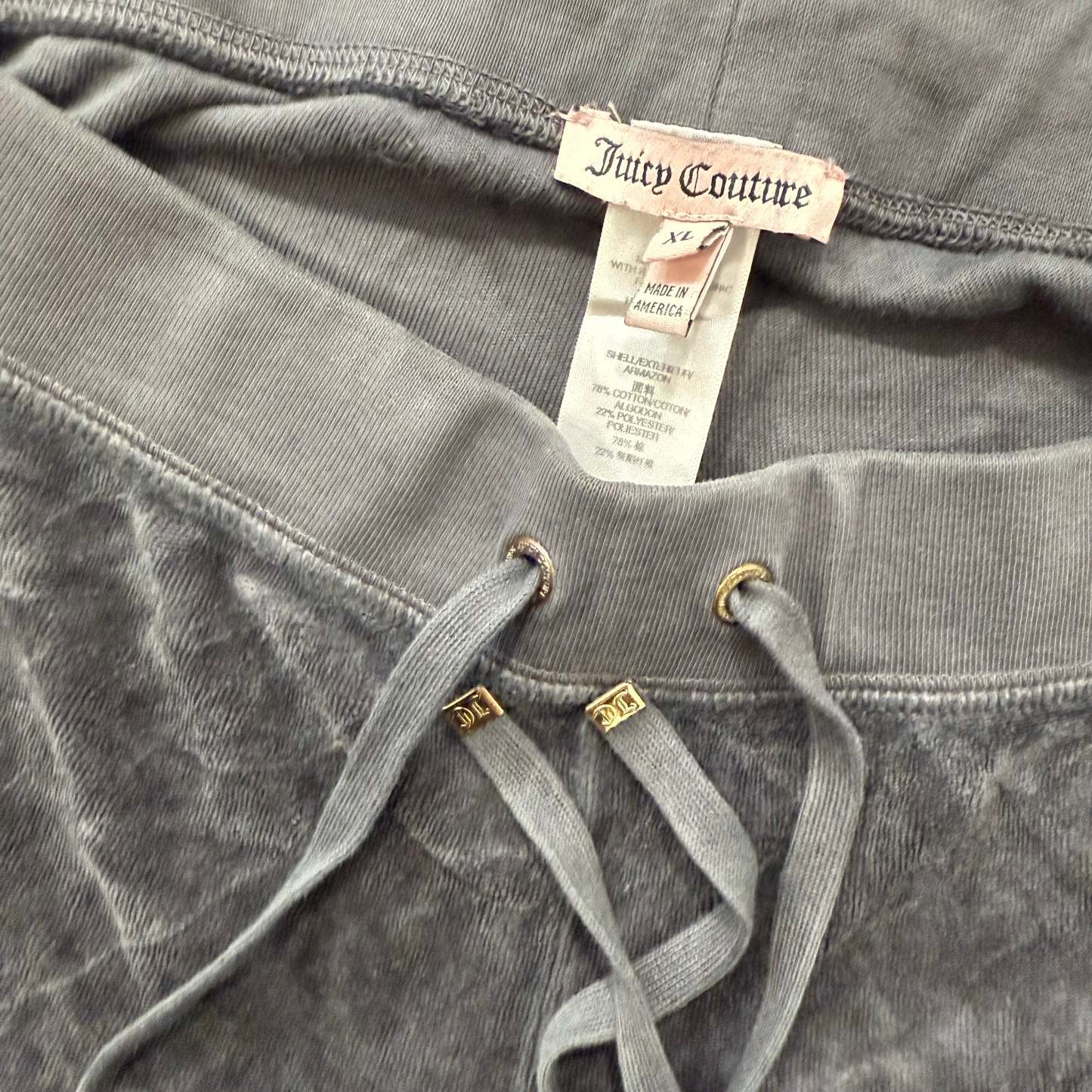 Juicy Couture Women's Gray Velour Flared Wide Leg Track Pants Drawstring Size XL-Coordom