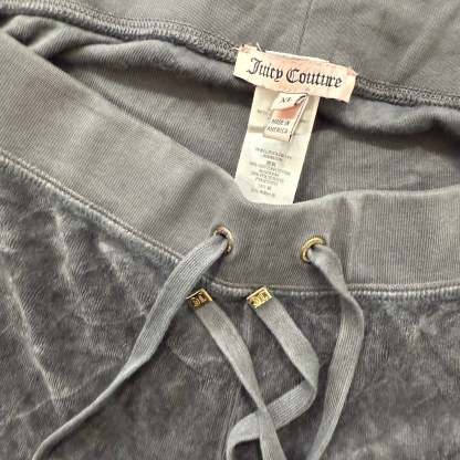 Juicy Couture Women's Gray Velour Flared Wide Leg Track Pants Drawstring Size XL-Coordom
