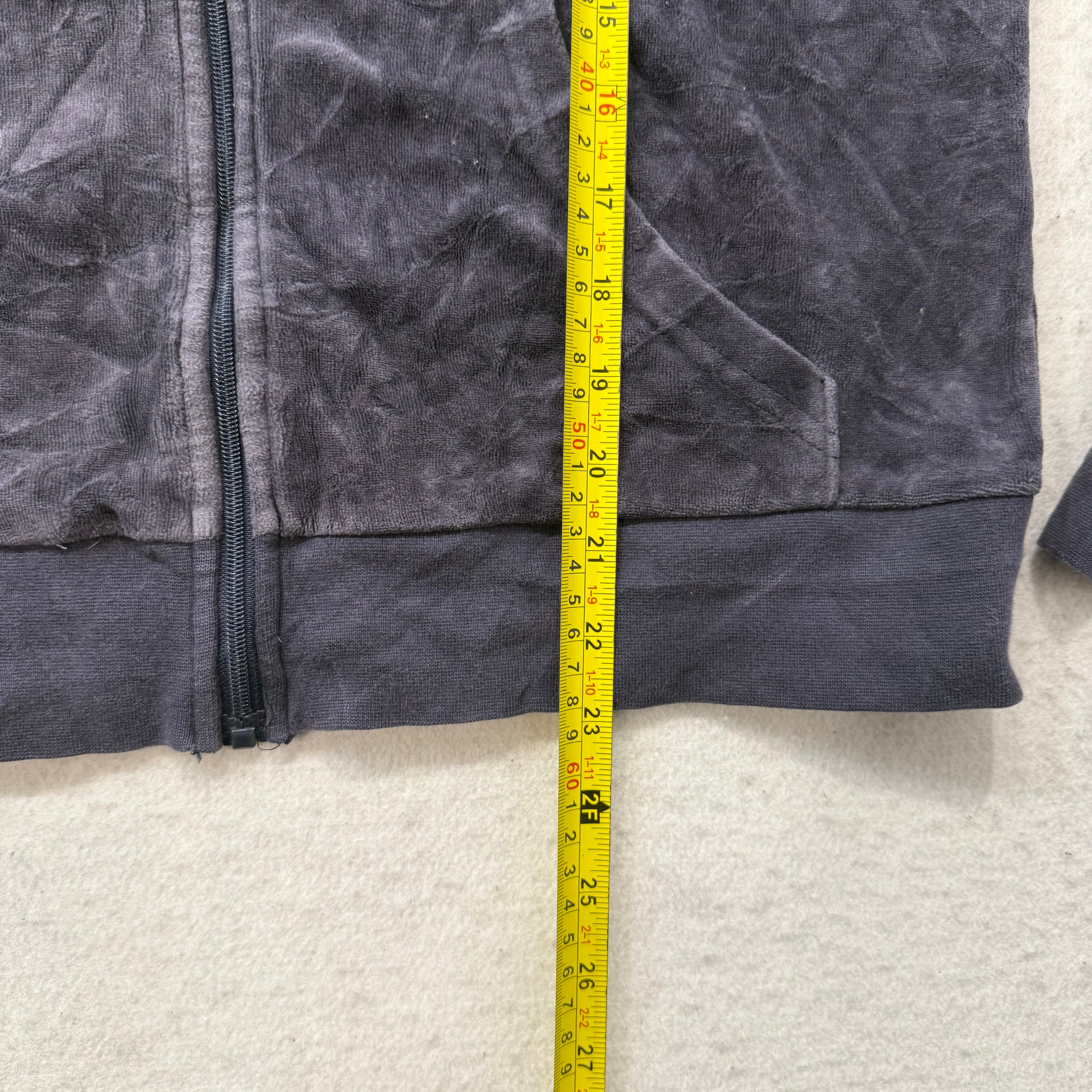 Juicy Couture Women's Deep Charcoal Velour Zip-Up Hoodie Loungwear Size M-Coordom