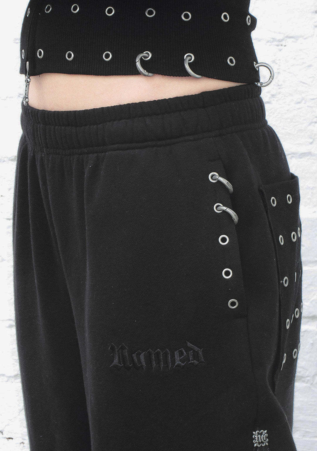 MIDNIGHT STUDDED OVERSIZED SWEATPANTS BLACK-Coordom