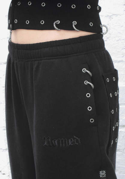 MIDNIGHT STUDDED OVERSIZED SWEATPANTS BLACK-Coordom