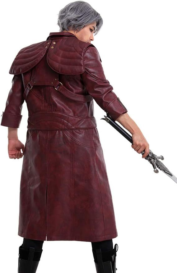 Crimson Devil Hunter Leather Long Coat | Devil May Cry Streetwear Jacket-Coordom