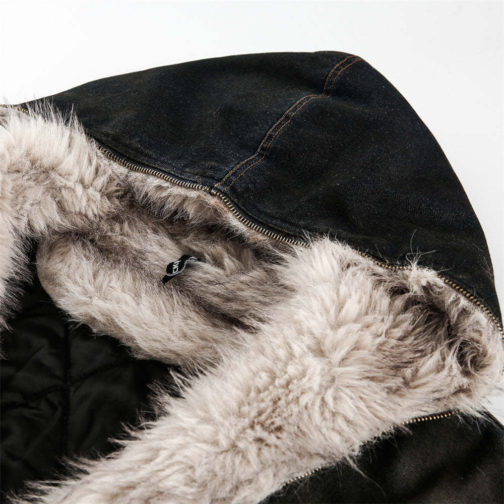Arcane Washed Cotton Fur Hooded Jacket-Coordom