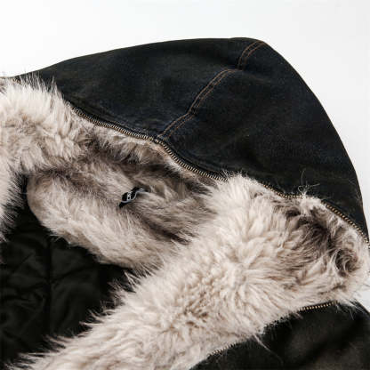 Arcane Washed Cotton Fur Hooded Jacket-Coordom