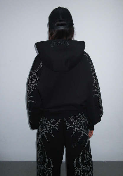 HAUNT STUDDED ZIP HOODIE BLACK-Coordom