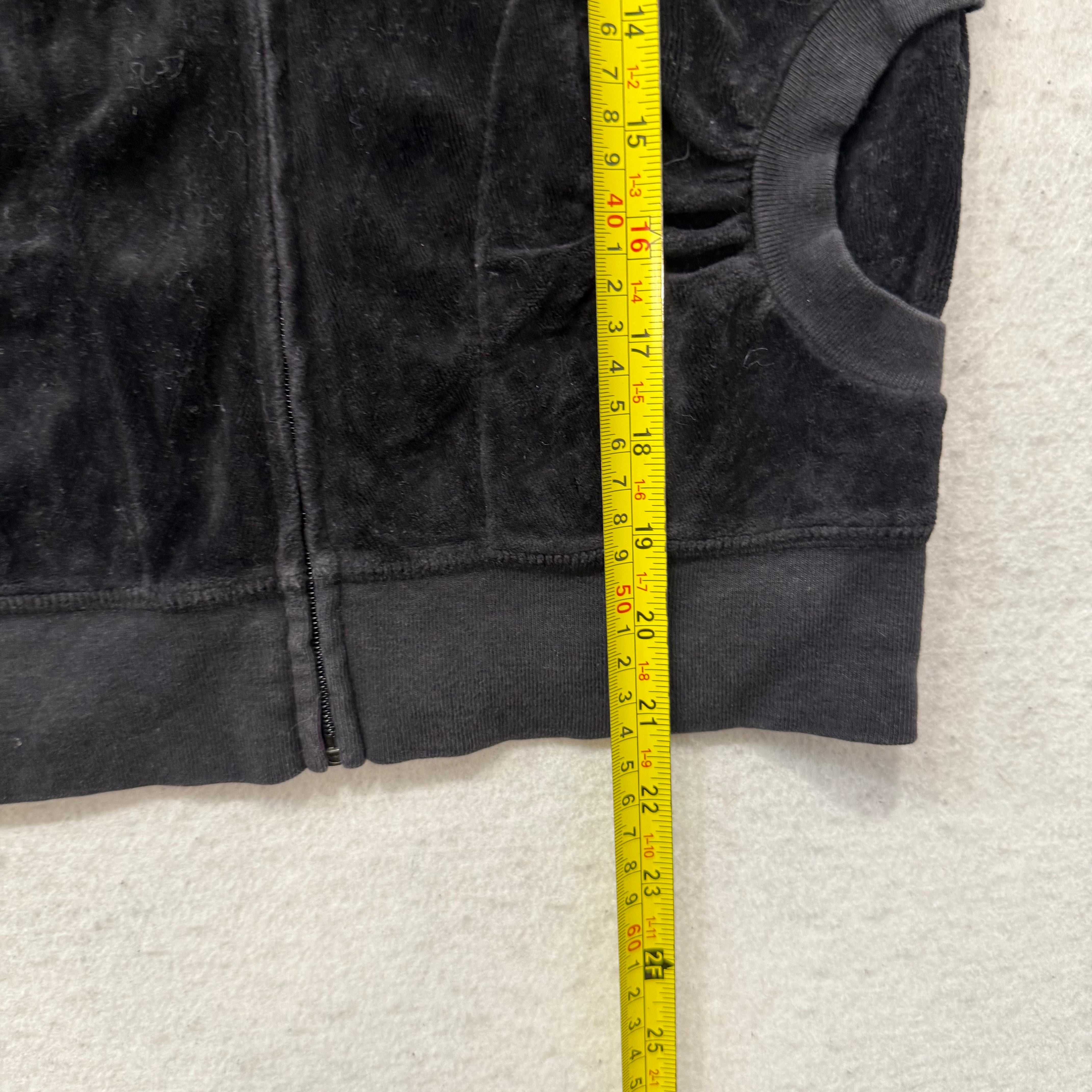 Vintage Juicy Couture Women's Black Velour Short Sleeve Zip-Up Hoodie Y2k Size S-Coordom
