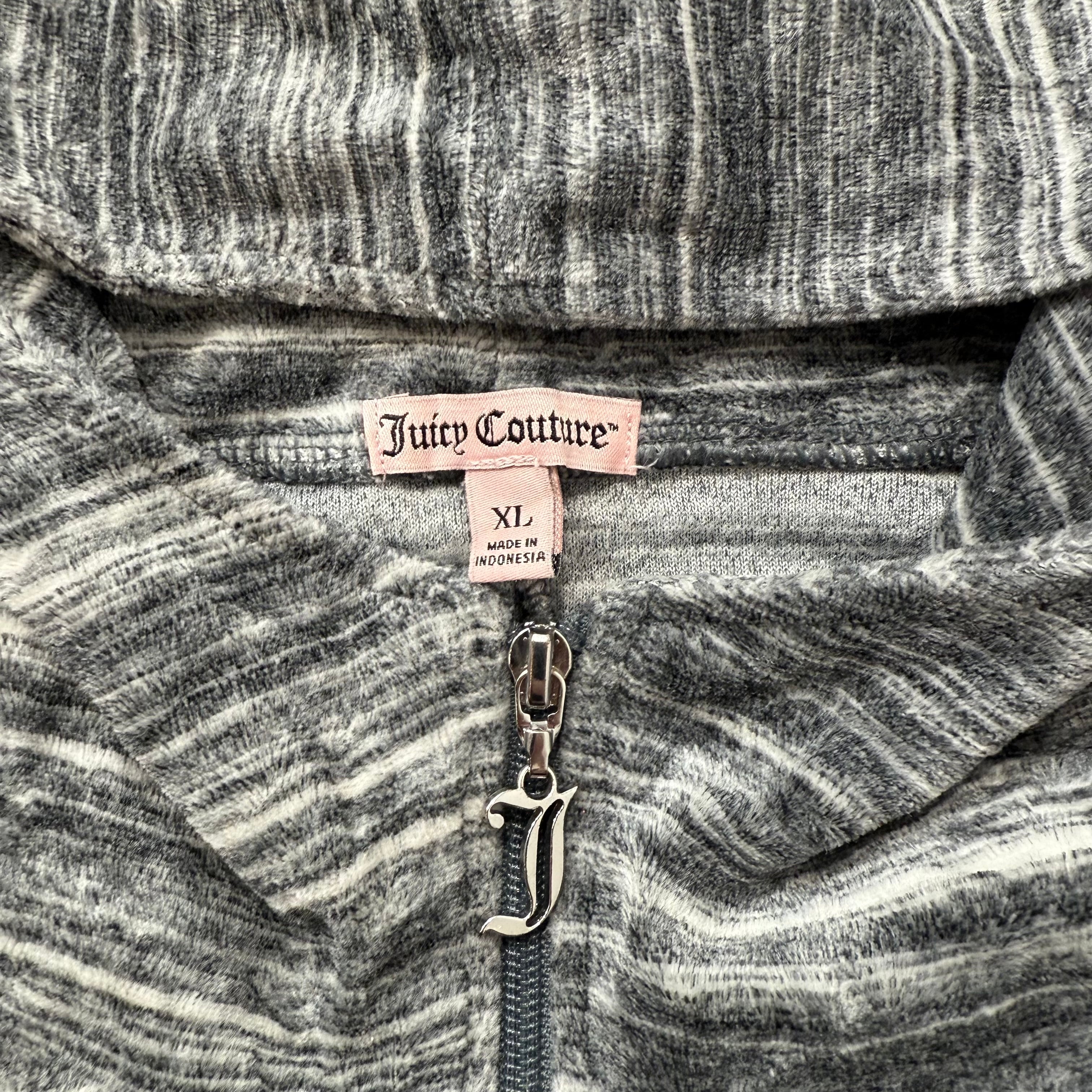 Juicy Couture Women's Gray Space-Dye Velour Track Jacket Casual Y2k Size XL-Coordom
