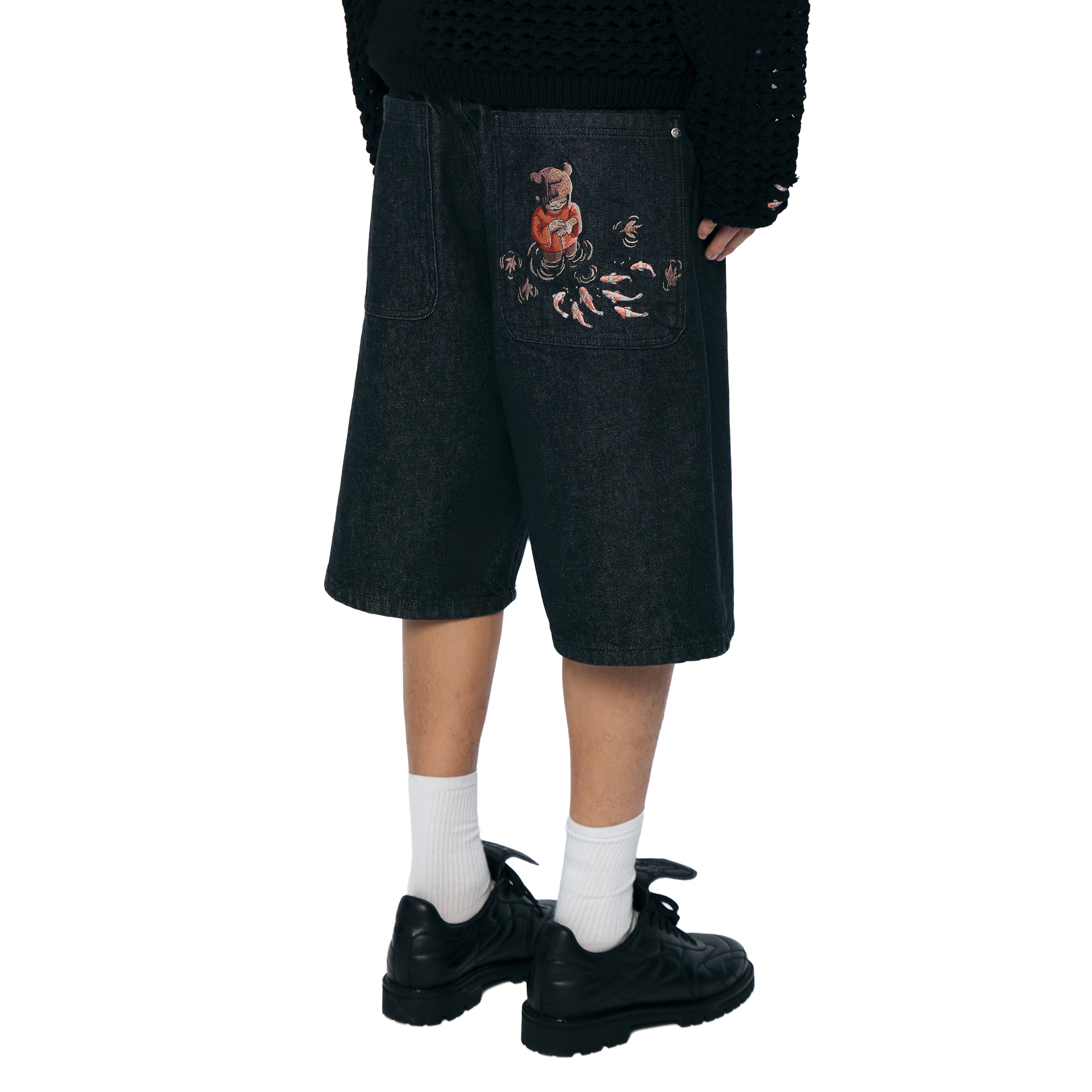 "koi fish v2" Jorts raw black-Coordom