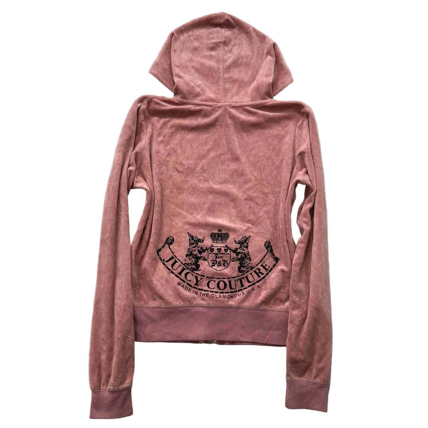 Vintage Juicy Couture Scottie Dogs Women's Pink Velour Zip-Up Hoodie Y2k Size S-Coordom