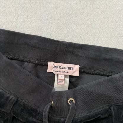 Juicy Couture Women's Black Velour Flare Track Pants Back Snap Pockets Size M-Coordom