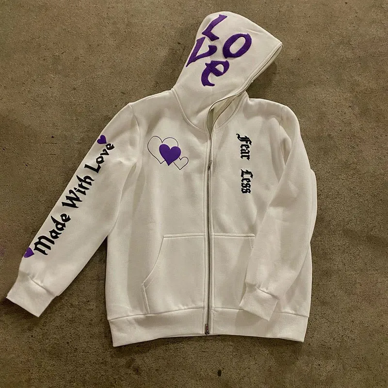 Love More Fearless Couple's Zipper Hoodie-Coordom