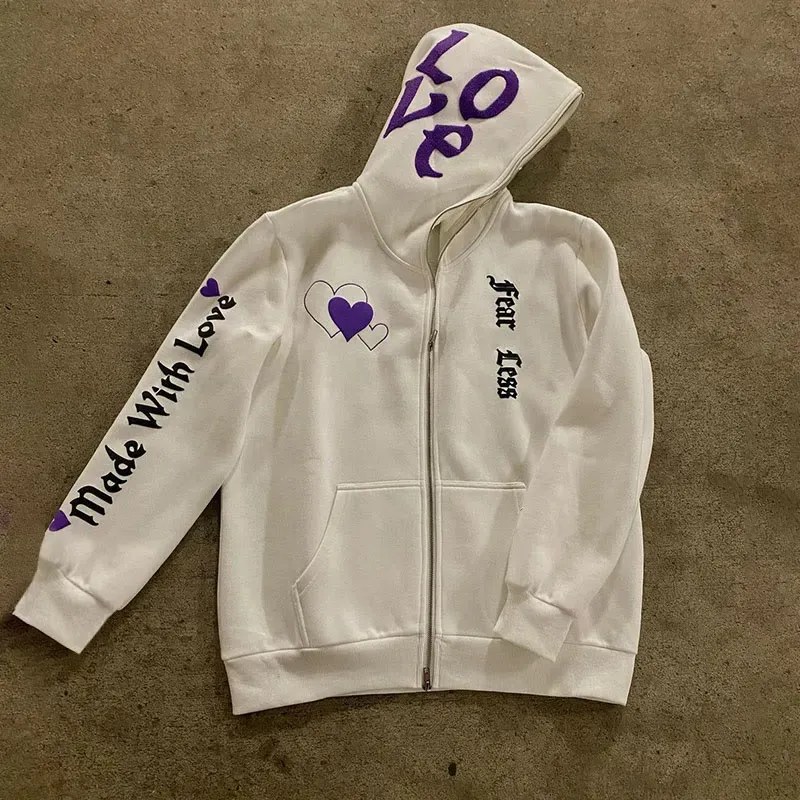 Love More Fearless Couple's Zipper Hoodie-Coordom