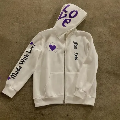 Love More Fearless Couple's Zipper Hoodie-Coordom