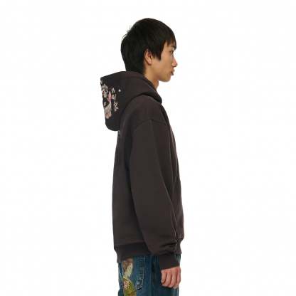 Yakuza Graphic Hoodie | Brown Streetwear Oversized Sweatshirt-Coordom