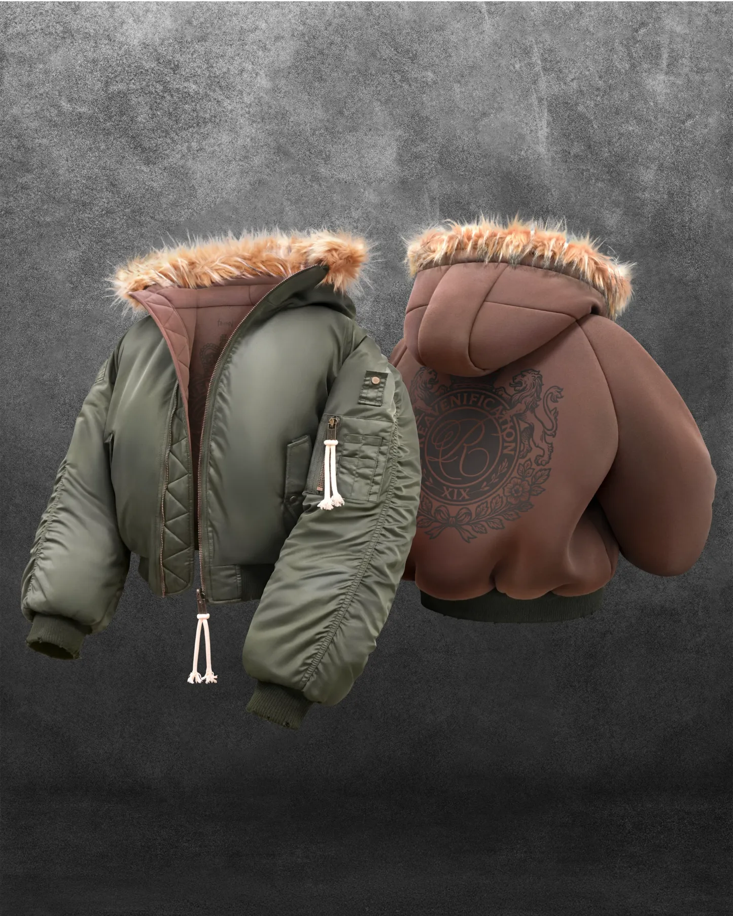 REAVEN BLACK FUR BOMBER JACKET-Coordom