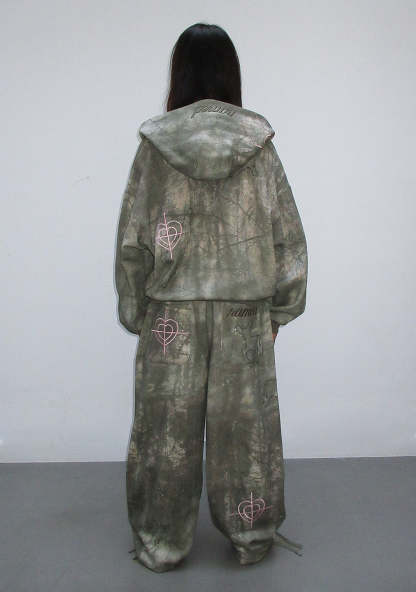 LOVESTRUCK RHINESTONE ZIP HOODIE CAMO-Coordom