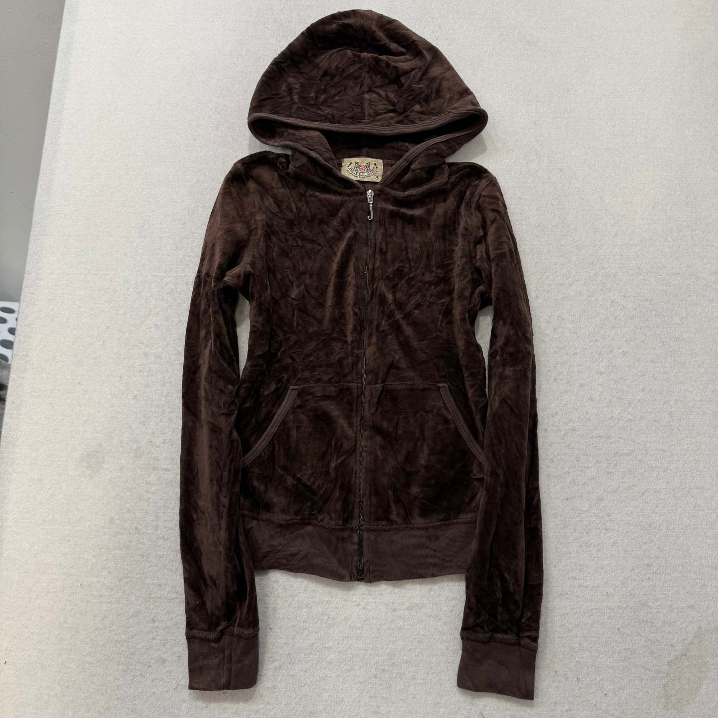 2003 Vintage Juicy Couture Scottie Dogs Womens Brown Velour Zip-Up Hoodie Size M-Coordom