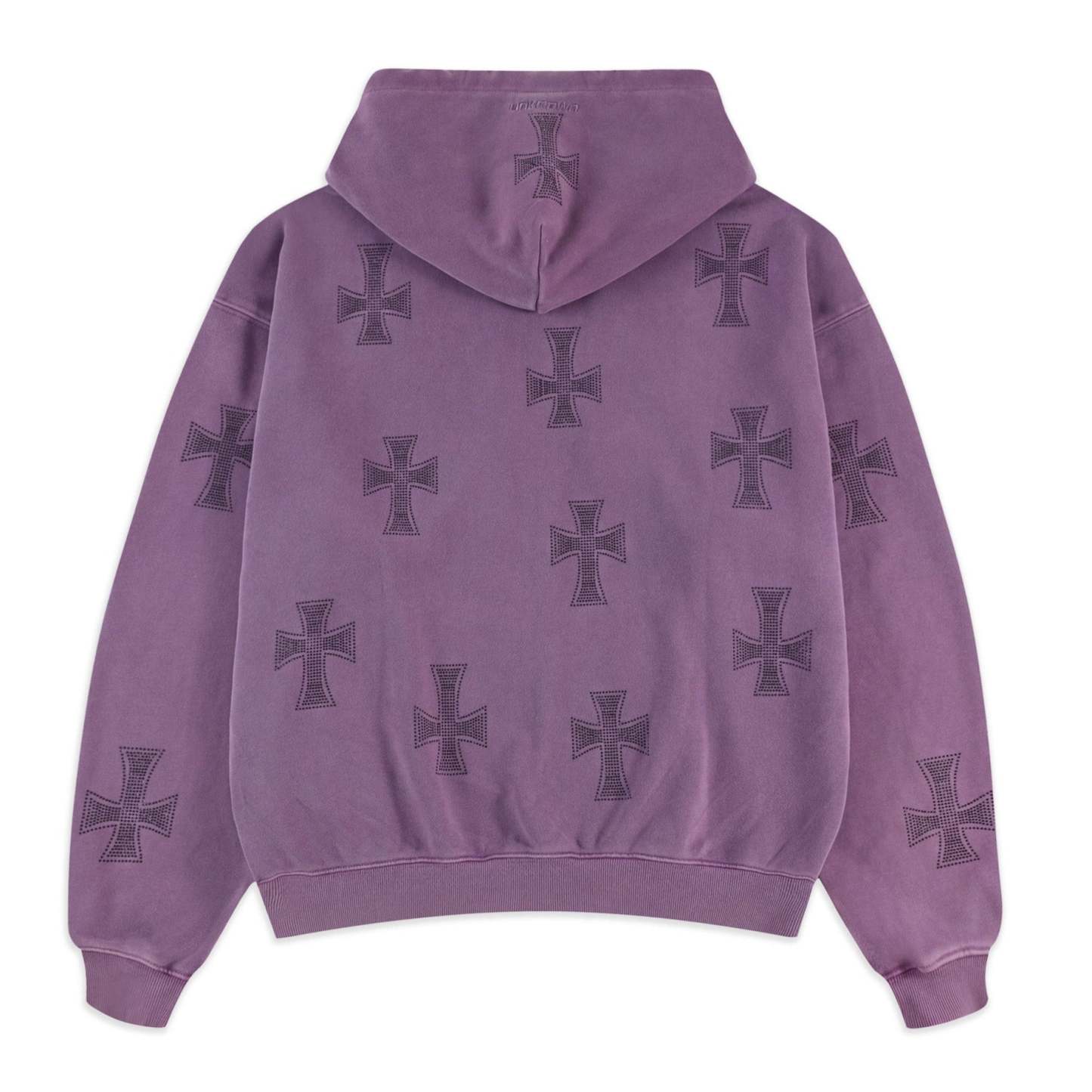 WASHED PURPLE RHINESTONE HOODIE|Streetwear Oversized Vintage Casual Wear-Coordom