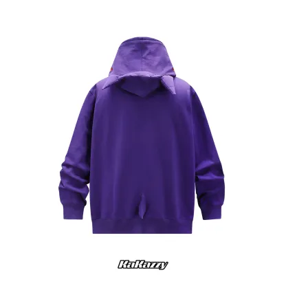 Street style Y2K pattern Full Zip Hoodie Purple-Coordom