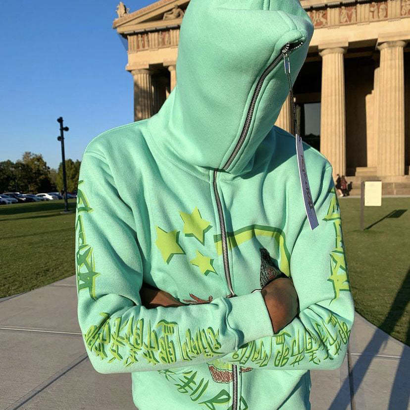Fashion street style personality zipper hoodie-Coordom