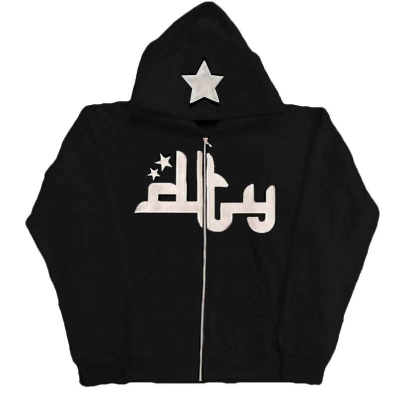 Star Hoodie Retro Zip Up-Coordom