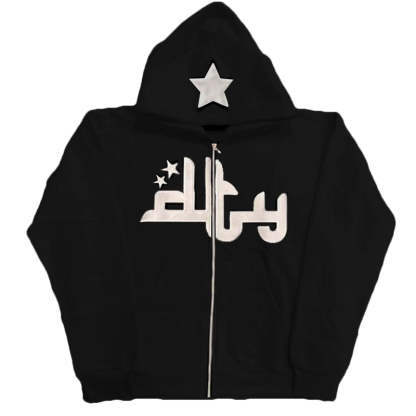 Star Hoodie Retro Zip Up-Coordom