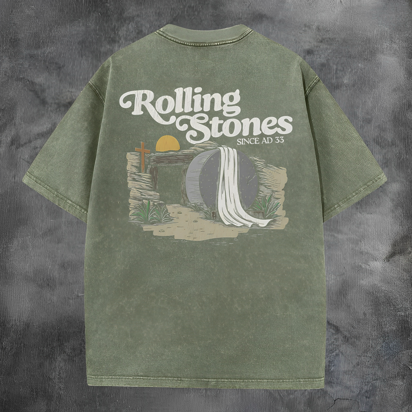 Rolling Stone Since AD 33 Printed Men's Washed Tee-Coordom