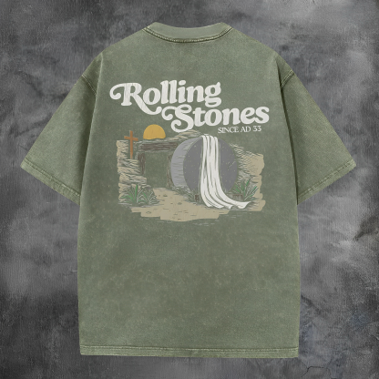 Rolling Stone Since AD 33 Printed Men's Washed Tee-Coordom