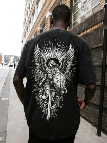 God's Guardian Printed Men's Washed Tee-Coordom
