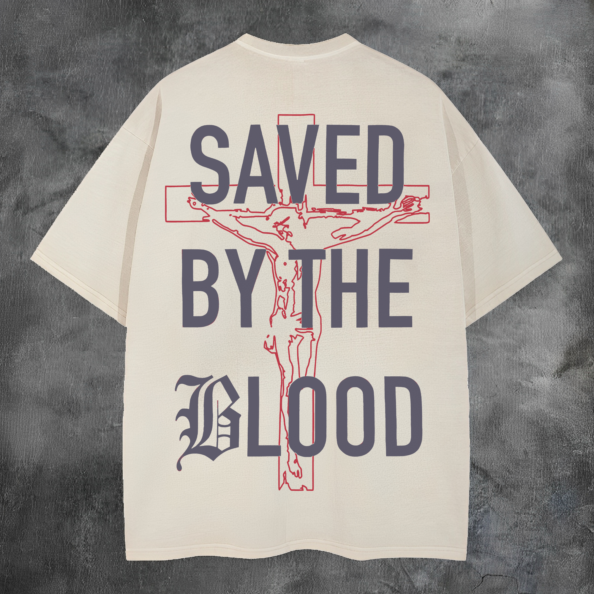 Saved By The Blood Printed Men's Washed Tee-Coordom