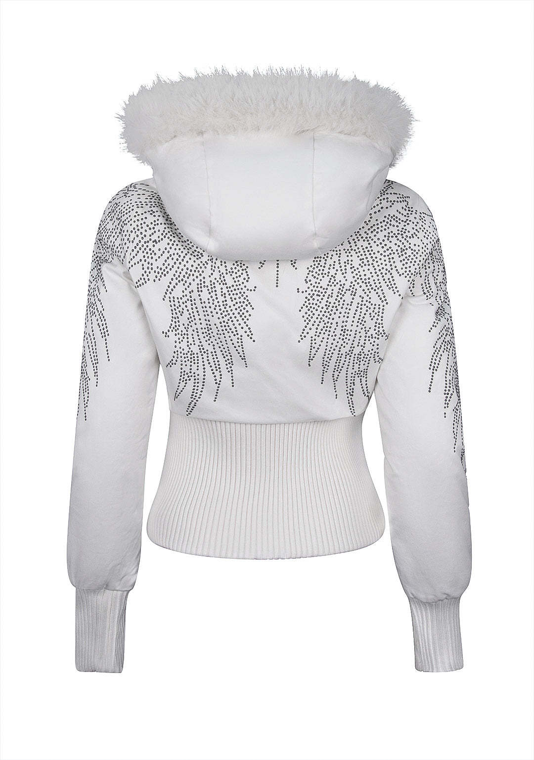 FALLEN FAUX FUR REVERSIBLE RIB PUFFER JACKET BABY PINK AND WHITE-Coordom