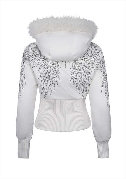 FALLEN FAUX FUR REVERSIBLE RIB PUFFER JACKET BABY PINK AND WHITE-Coordom