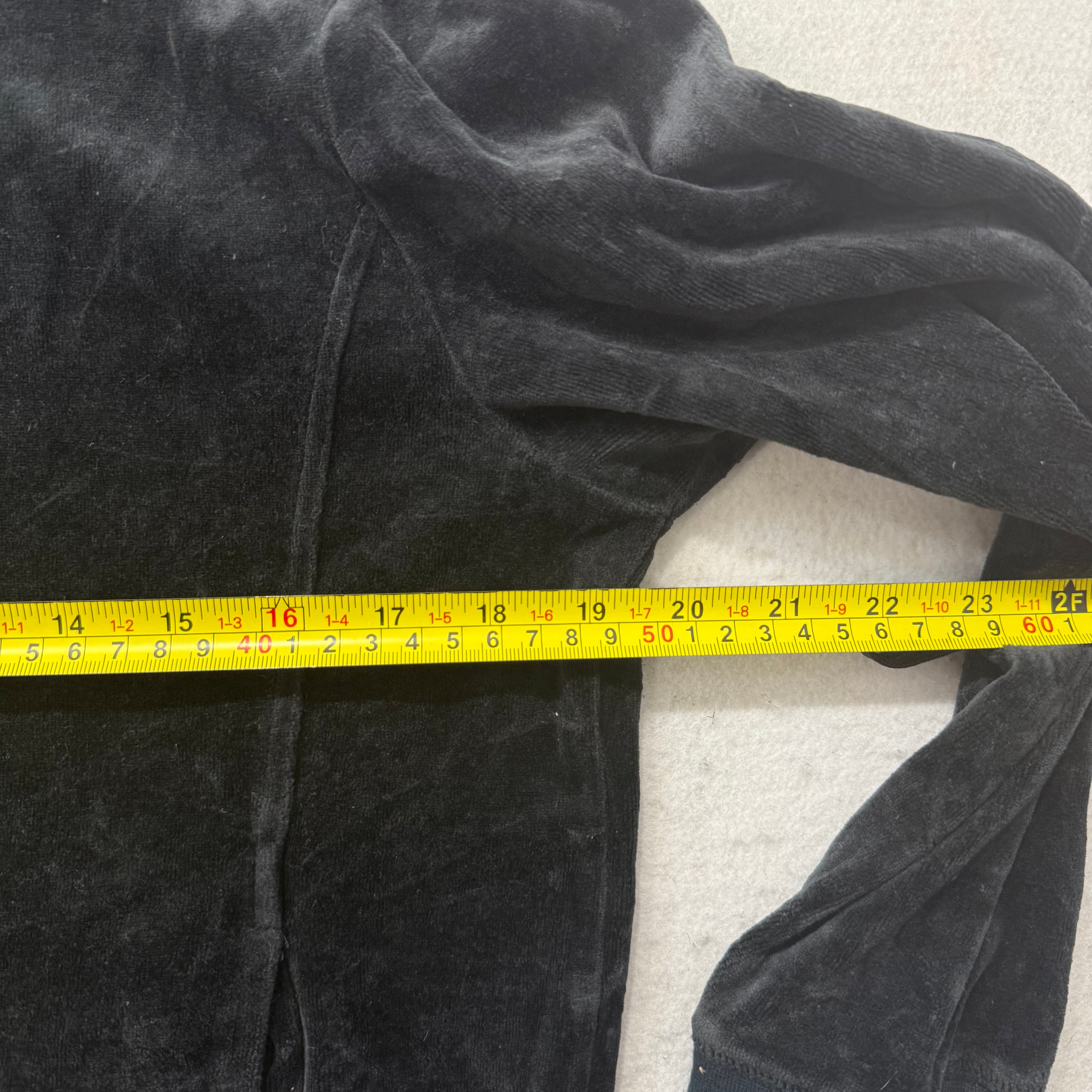 Juicy Couture Women Black Velour Tracksuit Set Zip Up Hoodie & Flare Pant Size S-Coordom
