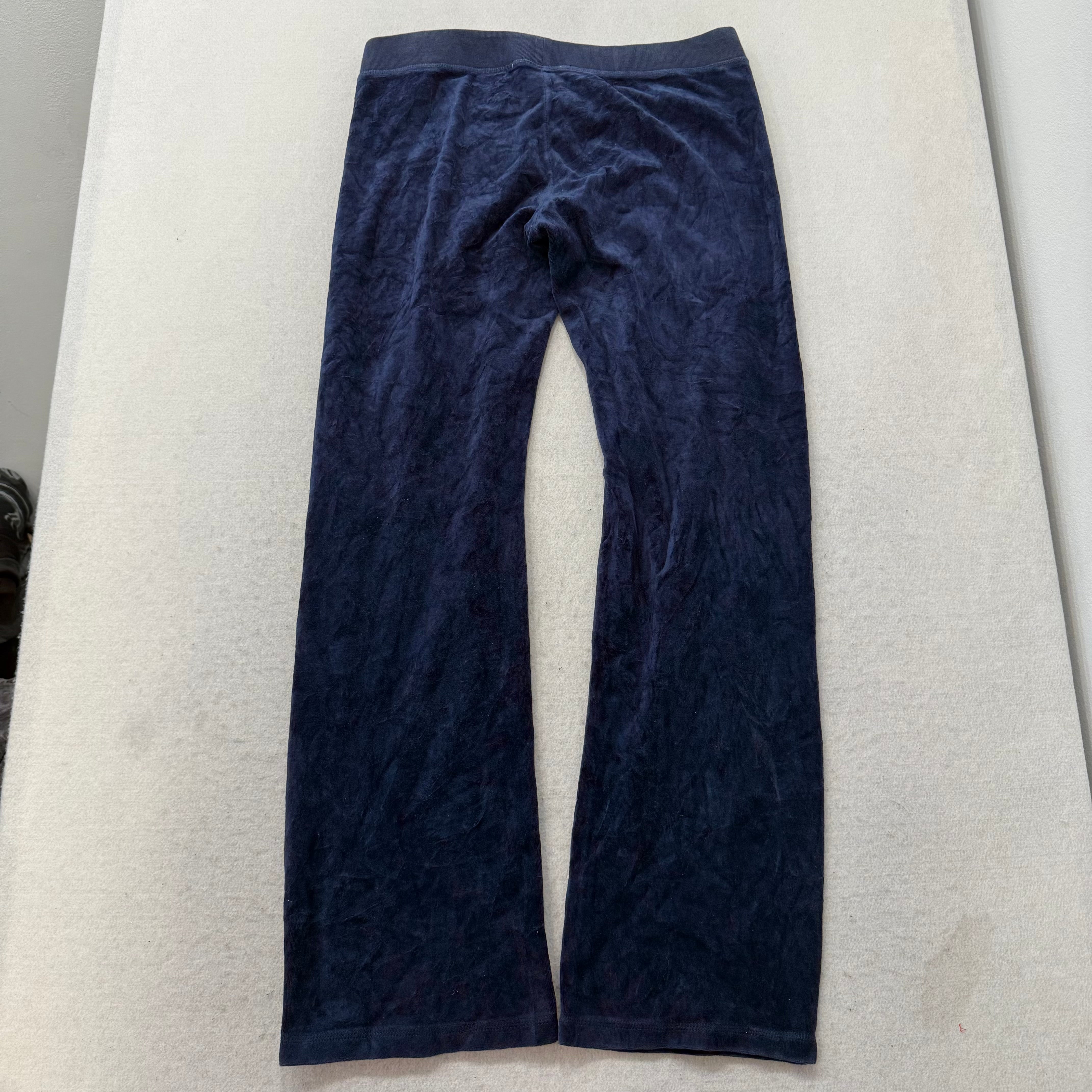 Juicy Couture “Juicy Coconut” Navy Velour Tracksuit Set Hoodie & Pants Size XL-Coordom