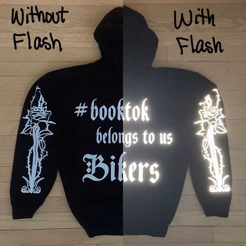 Booktok Biker Hoodie, Reflective Design, Crafted in USA-Coordom