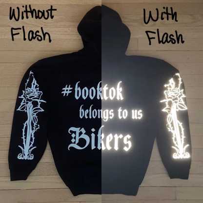 Booktok Biker Hoodie, Reflective Design, Crafted in USA-Coordom