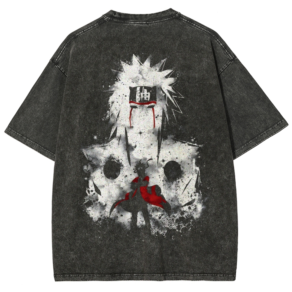 Naruto Jiraiya Streetwear Washed T-Shirt-Coordom