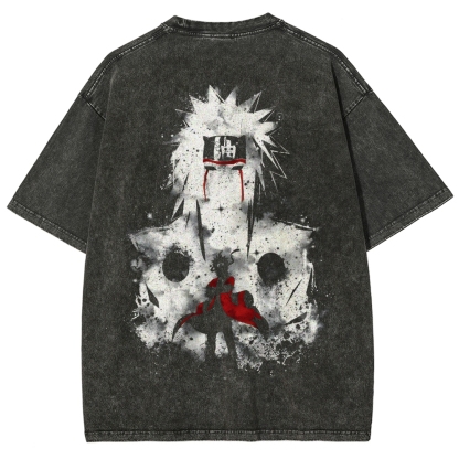Naruto Jiraiya Streetwear Washed T-Shirt-Coordom