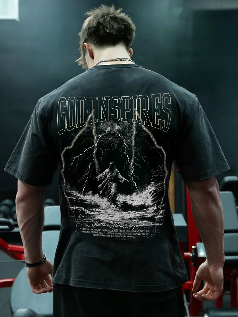 God Inspires Printed Men's Washed Tee-Coordom