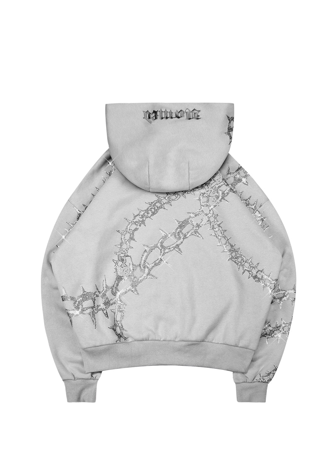  RHINESTONE ZIP HOODIE SMOKE GREY-Coordom