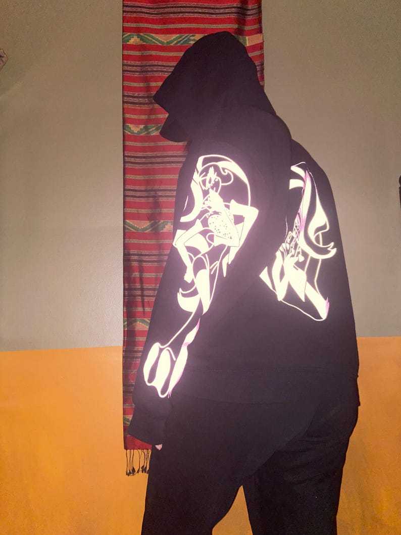 Angeldust neon pink Reflective Hoodie - loose fit unisex nighttime essential riding pullover-Coordom