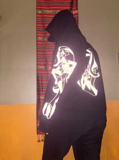 Angeldust neon pink Reflective Hoodie - loose fit unisex nighttime essential riding pullover-Coordom