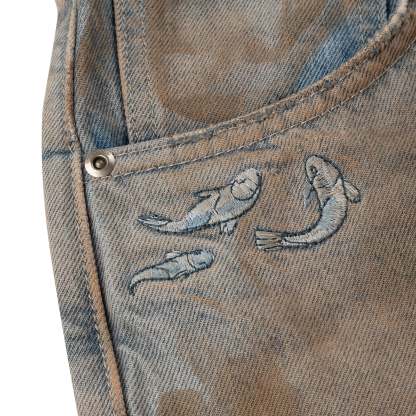 "koi fish v2" denim mud wash-Coordom