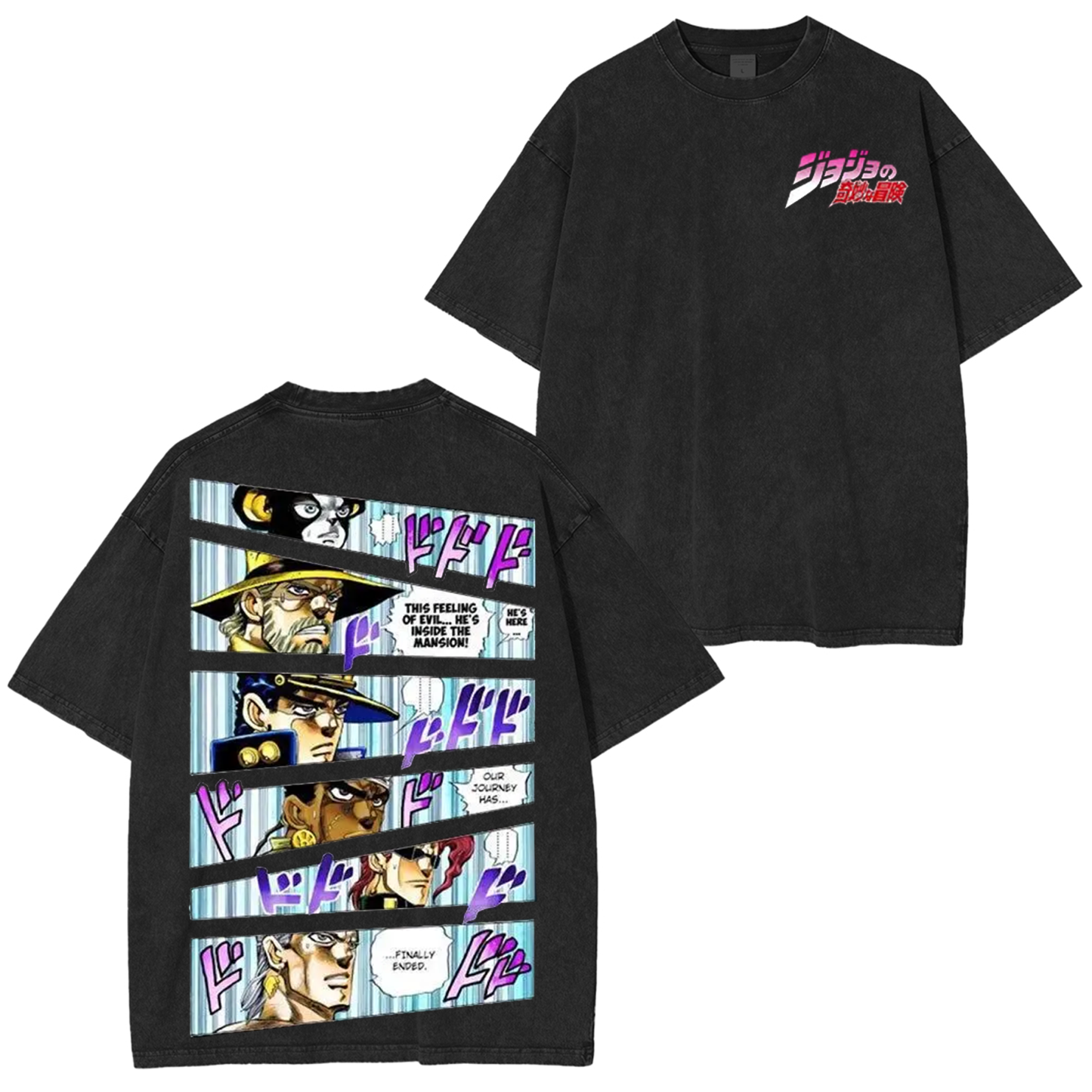 Japanese Anime Jojo Bizarre Adventure Vintage Unisex Washed T-Shirt-Coordom