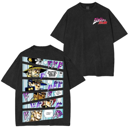Japanese Anime Jojo Bizarre Adventure Vintage Unisex Washed T-Shirt-Coordom